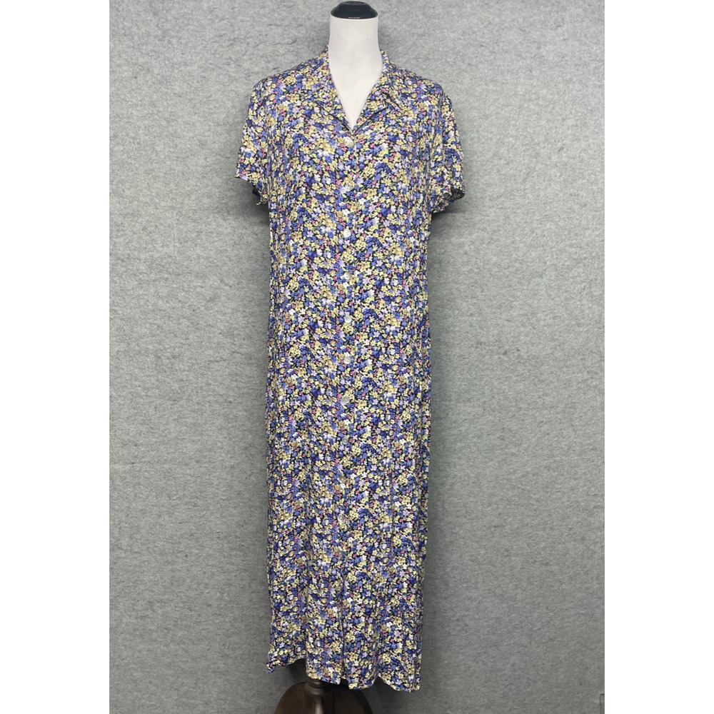 VTG CDC Karen Desiree Floral Maxi Shirt Dress Womens 16 Button Front Cottagecore - Picture 9 of 9